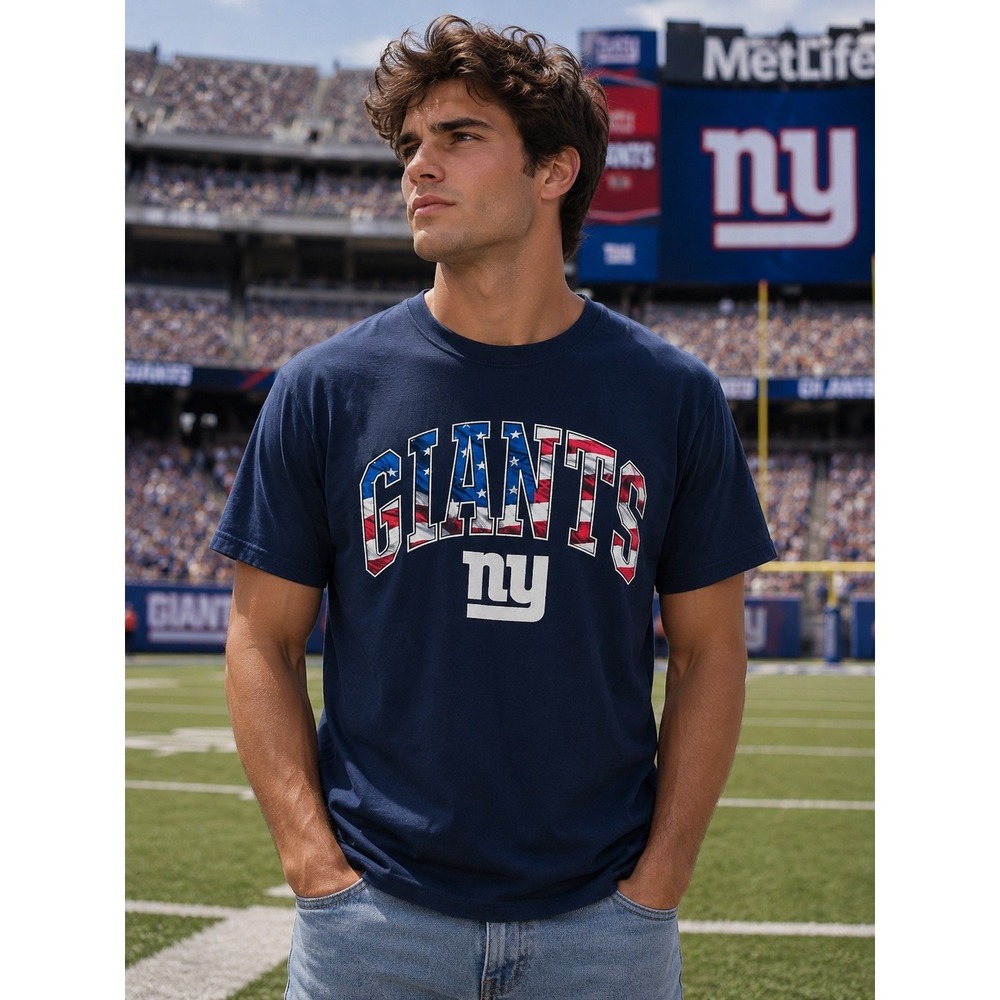NEW YORK GIANTS NY NFL Fanatics Men's Medium Navy Blue T-shirt -963